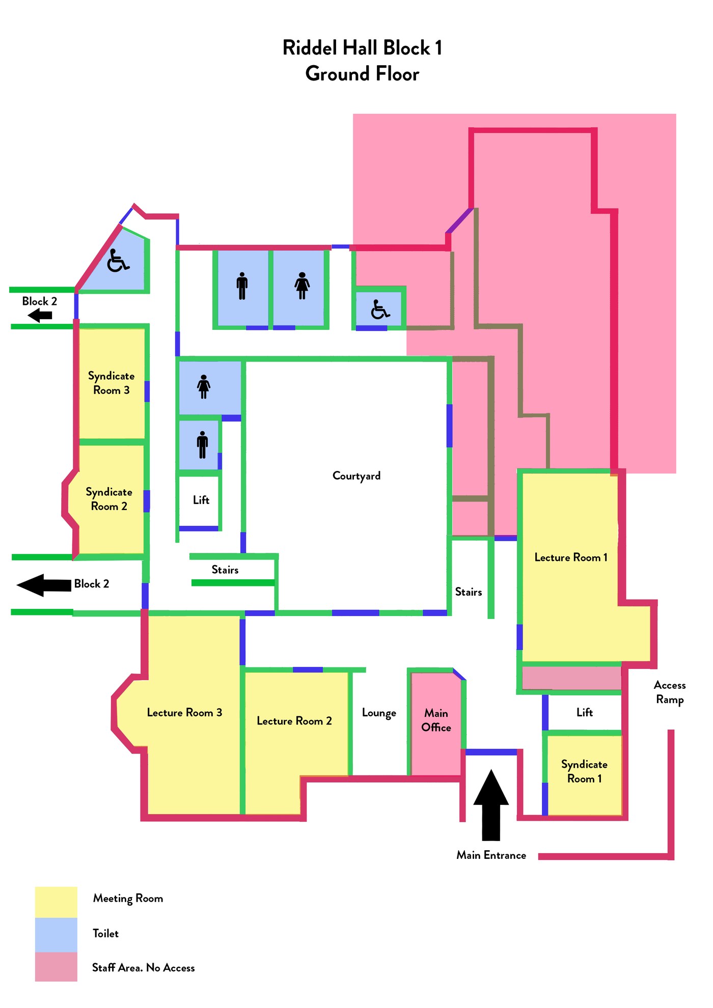 Riddel Hall Block 1 — Ground Floor plan